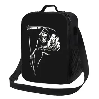 Grim Reaper Изолированная сумка для ланча на работу, в школу, Череп Демона, водонепроницаемый термоохладитель, коробка для Бенто, для женщин и детей