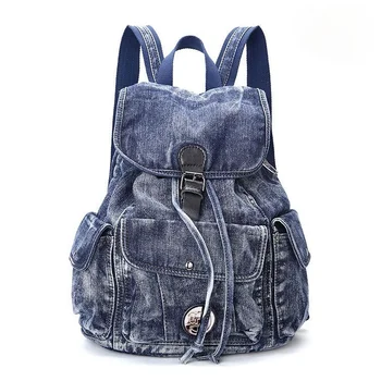 Модный Повседневный джинсовый женский рюкзак Большой емкости, джинсовая сумка, школьная сумка для девочек-подростков, женский рюкзак