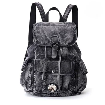 Модный Повседневный джинсовый женский рюкзак Большой емкости, джинсовая сумка, школьная сумка для девочек-подростков, женский рюкзак Изображение 2