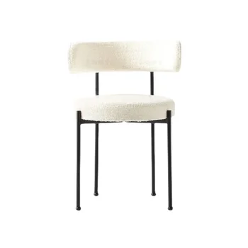 Индивидуальный скандинавский дизайнерский повседневный обеденный стул, металлическая спинка из бархата ягненка, сетчатый красный стул для макияжа, домашний ресторан из нержавеющей стали