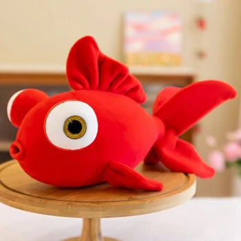 35 см Новая милая плюшевая игрушка Золотая рыбка, большие глаза, имитация клюва, рыбка, спящая кукла, детский Рождественский подарок на день рождения Изображение 2