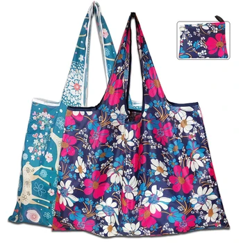 Повседневная сумка-тоут с цветочным принтом, женские сумки большой вместимости, сумки для покупок на одно плечо, женская холщовая пляжная сумка для ежедневного использования Изображение 2