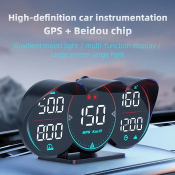 Новый G17 HUD GPS с дисплеем Heads Up, ЖК-спидометр, измеритель наклона, сигнализация температуры воды масла в автомобиле, Диагностический измеритель скорости Изображение 2