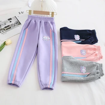 Sanrio Kawaii Аниме Cinnamoroll/ осенне-зимние детские спортивные штаны, милые мультяшные теплые штаны для отдыха, подарки для девочек