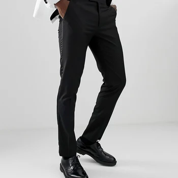 Мужские костюмные брюки, облегающие брюки для свадебной вечеринки, делового формального досуга, костюмные брюки на талии Изображение 2