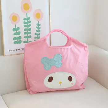 Экологичная хозяйственная сумка Kawaii Sanrio с рисунком Куроми из мультфильма Мелоди, большая вместительная сумка-тоут, холщовая сумка, ручная сумка через плечо, сумка для хранения. Изображение 2
