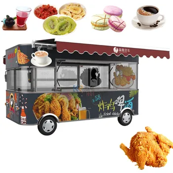 Продается электрическая тележка для еды с полностью оборудованной кухней, передвижной фургон для продажи пиццы, хот-догов, кофе, грузовик быстрого питания Изображение 2