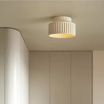 Светодиодные потолочные светильники в скандинавском кремовом стиле Ваби-Саби, потолочный светильник для коридора E27, домашний декор для спальни, потолочные светильники для дома