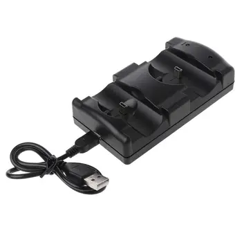 Черная Универсальная док-станция с двойным зарядным устройством с питанием от USB, зарядная станция для беспроводного контроллера PS3 Move Изображение 2