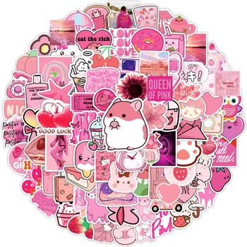 10/30/50/100шт Розовые эстетические наклейки в стиле INS, наклейки, Водонепроницаемые Декоративные канцелярские принадлежности, наклейка для ноутбука Kawaii Girls Kids VSCO