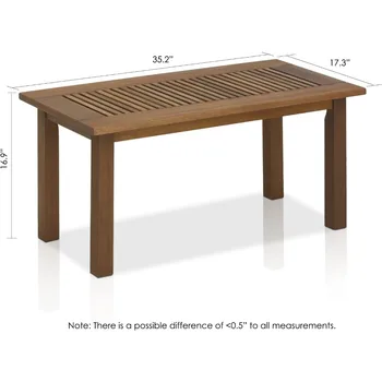 Furinno FG16504 Tioman Мебель для патио из твердых пород дерева, уличный журнальный столик из тикового дерева, 1-ярусный, коричневый Изображение 2