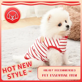 Летняя одежда для собак, жилет для собак в красную полоску, дышащая футболка для щенков, Летние рубашки для домашних кошек для маленьких средних собак, одежда для чихуахуа