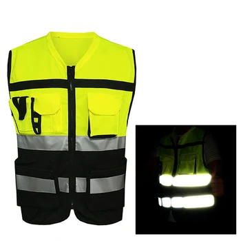 Жилет безопасности повышенной видимости, Светоотражающая куртка для вождения, Жилет ночной безопасности с карманным велосипедным снаряжением