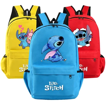 Рюкзак Disney Kawaii Lilo Stitch для мальчиков и девочек, школьная сумка, студенческий рюкзак, мультфильм, аниме, легкая сумка