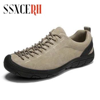 SSXCERH, мужские уличные повседневные кроссовки на шнуровке с круглым носком, большие размеры, легкая нескользящая повседневная обувь, треккинговые тактические кроссовки Изображение 2