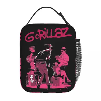 Изолированная сумка для ланча Gorillaz Вместительная Музыкальная группа Контейнер для ланча Термосумка-тоут Ланч-бокс Школьные сумки для еды на открытом воздухе