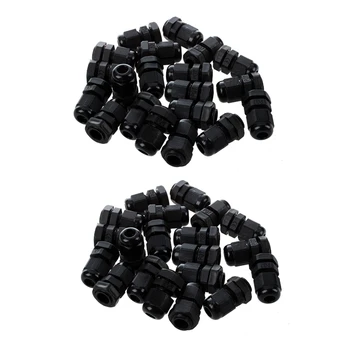40 шт., черный пластиковый водонепроницаемый кабельный ввод, разъем PG7