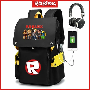 2023 Roblox Игра в виртуальном мире Мультфильм Аниме Принт Студенческий рюкзак большой емкости Дорожный рюкзак для подзарядки Детский Рождественский подарок