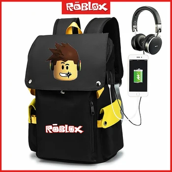 2023 Roblox Игра в виртуальном мире Мультфильм Аниме Принт Студенческий рюкзак большой емкости Дорожный рюкзак для подзарядки Детский Рождественский подарок Изображение 2