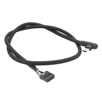Материнская плата USB 9pin к кабелю Type-C Кабель передачи данных TypeC Elbow Тканый сетчатый кабель 60 см с защитой от экранирования