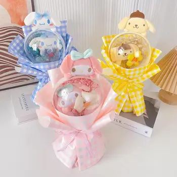 Sanrio Kawaii Kuromi Bobo Ball Букет My Melody Gypsophila Cinnamoroll Мультяшная Кукла Букет Подарок На День Рождения