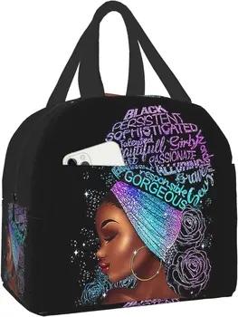 Сумка для ланча для афроамериканки Black Queen для девочек, Многоразовая Изолированная Портативная сумка для ланча для афроамериканок