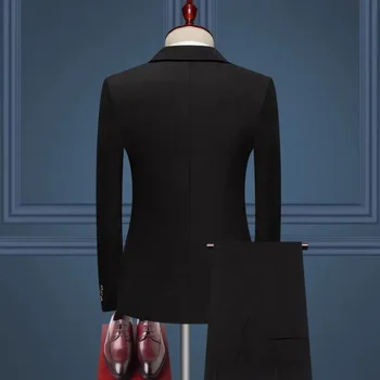 Бутик (костюм + брюки) Джентльменская мода в деловом стиле, подходящий по цвету британский костюм для молодежи и среднего возраста, строгий эластичный костюм Изображение 2