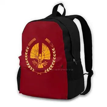 Логотип Panem · Потертый Модный Рюкзак Для Ноутбука Большой Емкости, Дорожные Сумки Для ноутбука, Голодные Игры, Логотип Голодных Игр, Эмблема