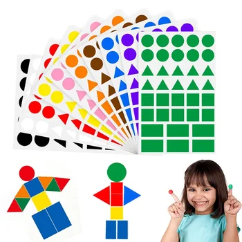 360-1080шт цветных треугольников, прямоугольных наклеек в горошек для детей, геометрических наклеек 