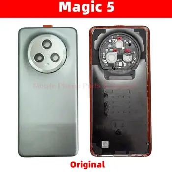 Оригинал для Honor Magic5 Magic 5 Задняя Стеклянная крышка Дверца корпуса Задняя крышка батарейного отсека Корпус с наклейкой на объектив камеры Запасные части