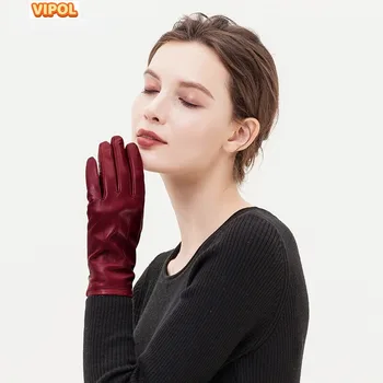 Перчатки из овчины однотонные универсальная модификация ручной тип ветрозащитные бархатные перчатки женский подарок