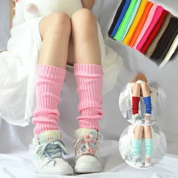 Гетры Candy Color Sweet Girl, НОВЫЙ Корейский Вязаный чехол для ног, Женский однотонный Осенне-Зимний стильный Эластичный Длинный носок-трубка Изображение 2