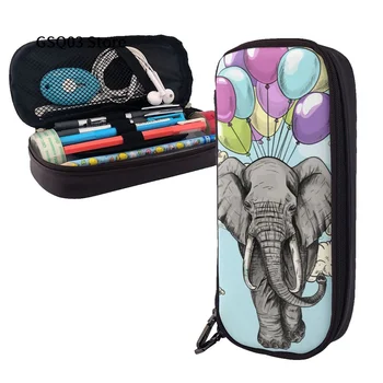 Пенал в виде слона, кожаный чехол для карандашей с несколькими слотами, переносная сумка для карандашей, пенал для ручек для офиса и школы