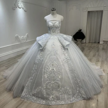 Высококачественное серо-голубое свадебное платье 2023, хит продаж, основное свадебное платье невесты, расшитое бисером