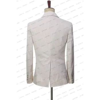 2023 Новая мужская куртка высокого класса, летняя деловая одежда из чистого льна цвета хаки, приталенное свадебное пальто для жениха Изображение 2