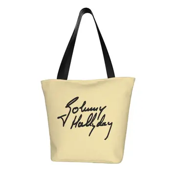 Французская легенда рока Джонни Холлидей, сумки для покупок, женская холщовая сумка для покупок на плечо, сумки большой емкости