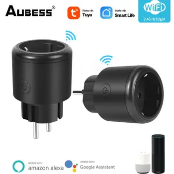 Tuya WIFI Smart EU Plug Socket 16A Smart Timer Monitor Power Wireless Remote Plug Приложение Smart Life Работает с Alexa Google Home