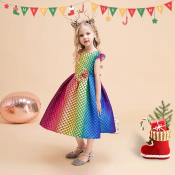 Новое платье с цветочным рисунком для девочек, 100% хлопок, костюм для девочек с принтом бабочки в горошек, детские платья принцессы детская одежда 1-6 лет Изображение 2