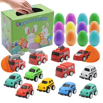 Фаршированные Пасхальные яйца 12шт, легкие Пасхальные яйца-сюрпризы, игрушки, машинки, сувениры для пасхальной вечеринки, наполнители для пасхальных корзин, игрушки-наполнители