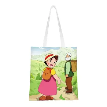 Холщовая сумка для покупок из аниме Хайди, Девушка из Альп, женская многоразовая сумка для покупок Хайди Питер, дедушка, сумки для покупок