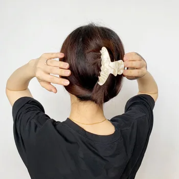 Корейские ацетатные женские когти для волос, зажимы-крабы, очаровательные однотонные Леопардовые Женские заколки для волос, ретро-макияж, инструмент для укладки волос Изображение 2