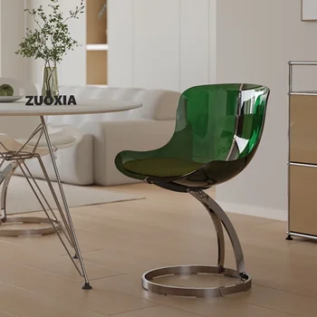 Акриловый обеденный стул для спальни, Оригинальность дизайна, Прозрачная спинка, обеденный стул Nordic Luxury Silla Comedor Furniture QF50DC