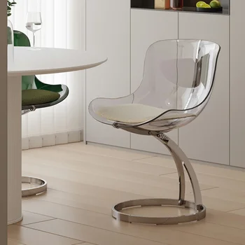 Акриловый обеденный стул для спальни, Оригинальность дизайна, Прозрачная спинка, обеденный стул Nordic Luxury Silla Comedor Furniture QF50DC Изображение 2