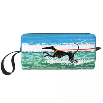 Косметичка Running In The Sea, водонепроницаемая косметичка Greyhound Whippet, дорожная сумка для туалетных принадлежностей, органайзер для хранения, кошелек