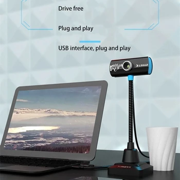 Веб-камера с разрешением 1080P HD, потоковая веб-камера для компьютера, USB-веб-камера с микрофоном Изображение 2