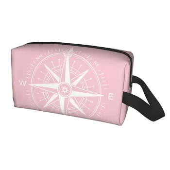 Винтажный морской компас, косметичка для женщин, косметический органайзер для путешествий, Милые сумки для хранения туалетных принадлежностей на лодке с капитанским якорем