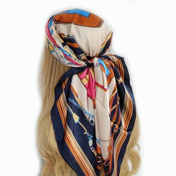 2022 Модный шелковый шарф с имитацией дамского принта на открытом воздухе, роскошный шарф для украшения волос на шее, повязка на голову, шарф На открытом воздухе, Маленькая косынка, Мягкая обертка Изображение 2