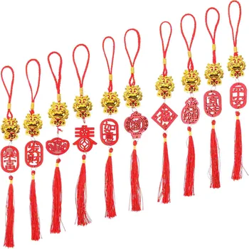 10шт новогодних китайских подвесок Китайские подвесные украшения Дракон Подвесной декор (смешанный стиль)