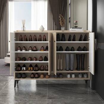 Стеллаж для обуви в гостиной, Передвижной Дизайнерский Деревянный шкаф для обуви класса люкс, Витрина для мебели для балкона Изображение 2