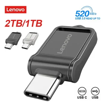 Lenovo USB Флэш-накопитель 2 ТБ Флешка 128 ГБ Memory Stick Type-C OTG 2 В 1 Высокоскоростной Телефон Компьютер USB-Память Двойного назначения Для ПК Изображение 2